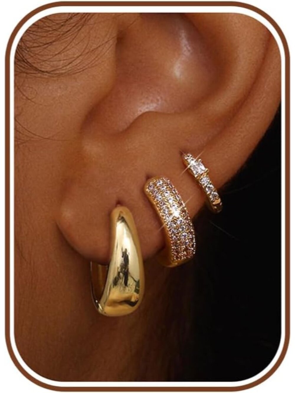 Small 14K Gold Plated Chunky Hoop Earrings for Women Hypoallergenic Silver Earri
